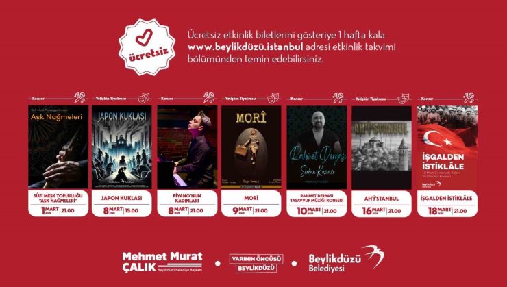 BEYLİKDÜZÜ’NDE KÜLTÜR SANAT ETKİNLİKLERİ MART AYINDA DA DOPDOLU